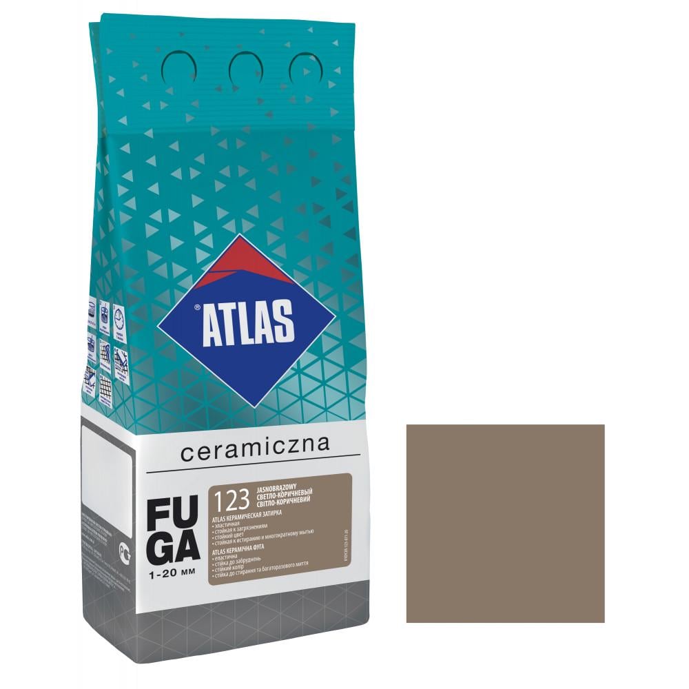 Фуга для плитки ATLAS CERAMICZNA 123 керамічна 1-20 мм 2 кг Світло-коричневий (000104392) - фото 1