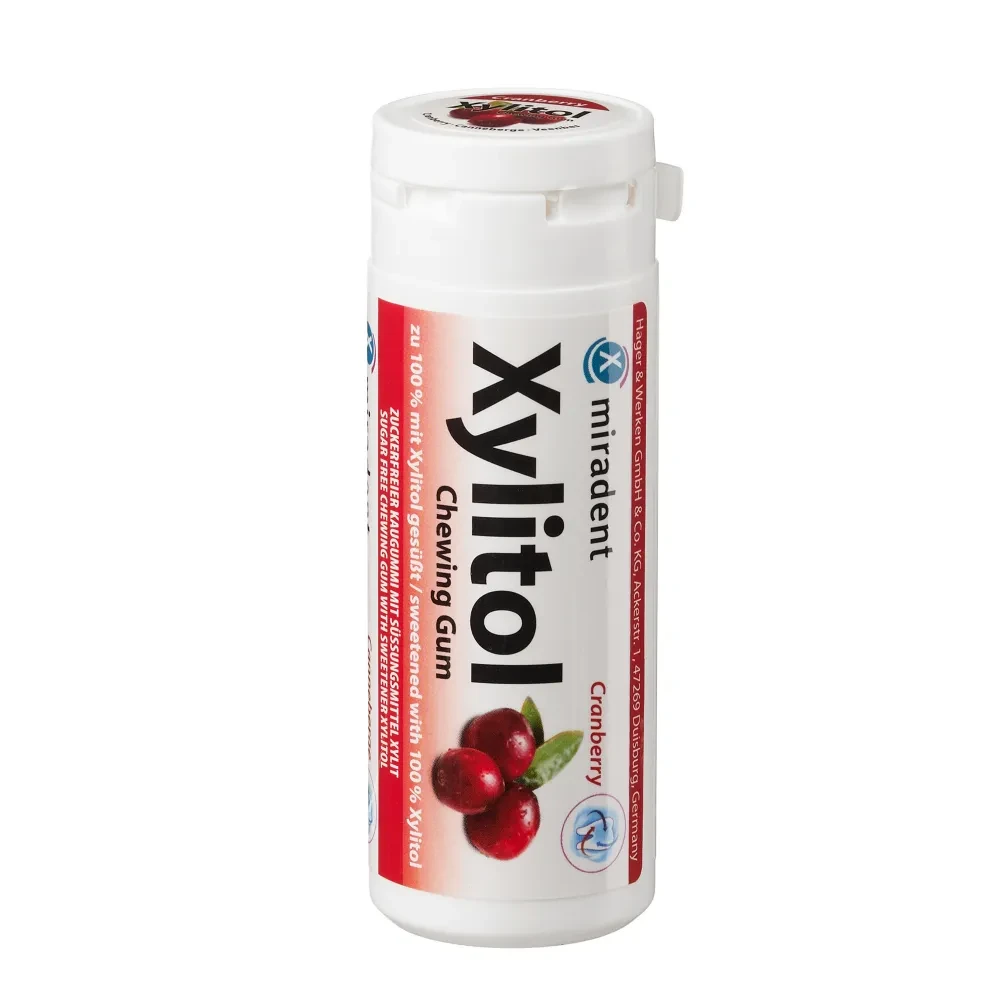 Жувальна гумка Miradent з ксилітолом Xylitol Chewing Gum Cranberry 30 шт. (2224095672)