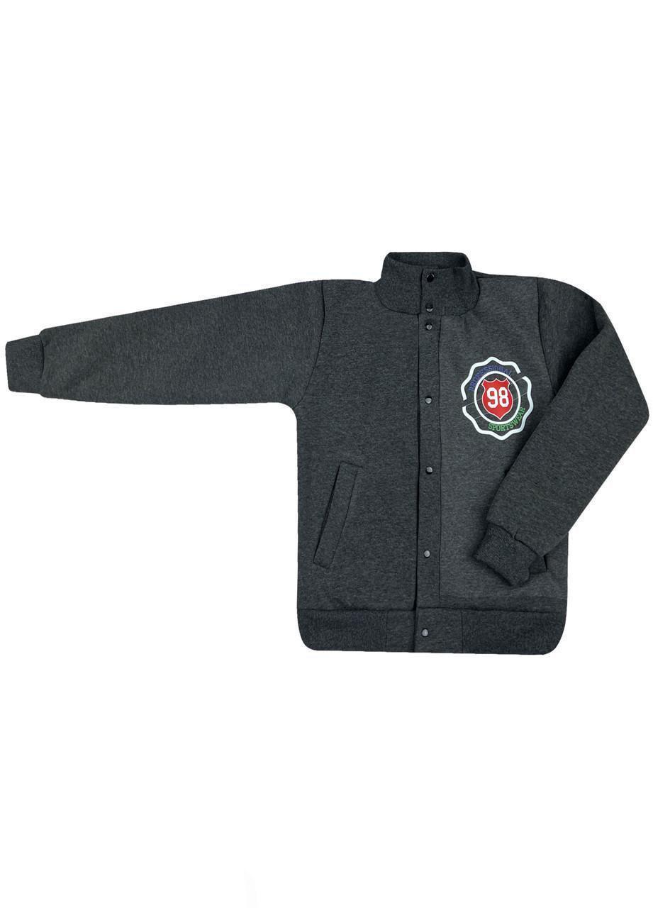 Бомбер детский на кнопках тринитка р. 38 Темно-серый (3612)