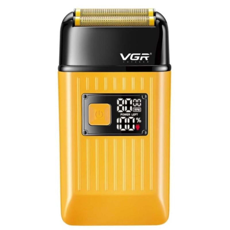 Електробритва VGR V-357 подвійне лезо 2 насадки висувний тример IPX6 LED display Gold (27277010)