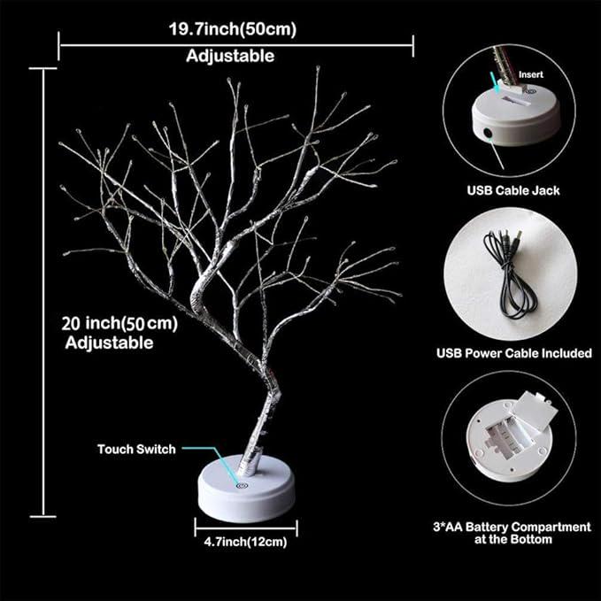 Светильник-ночник настольный декоративный в стиле Bonsai с теплым светом USB 108 LED (16922) - фото 4