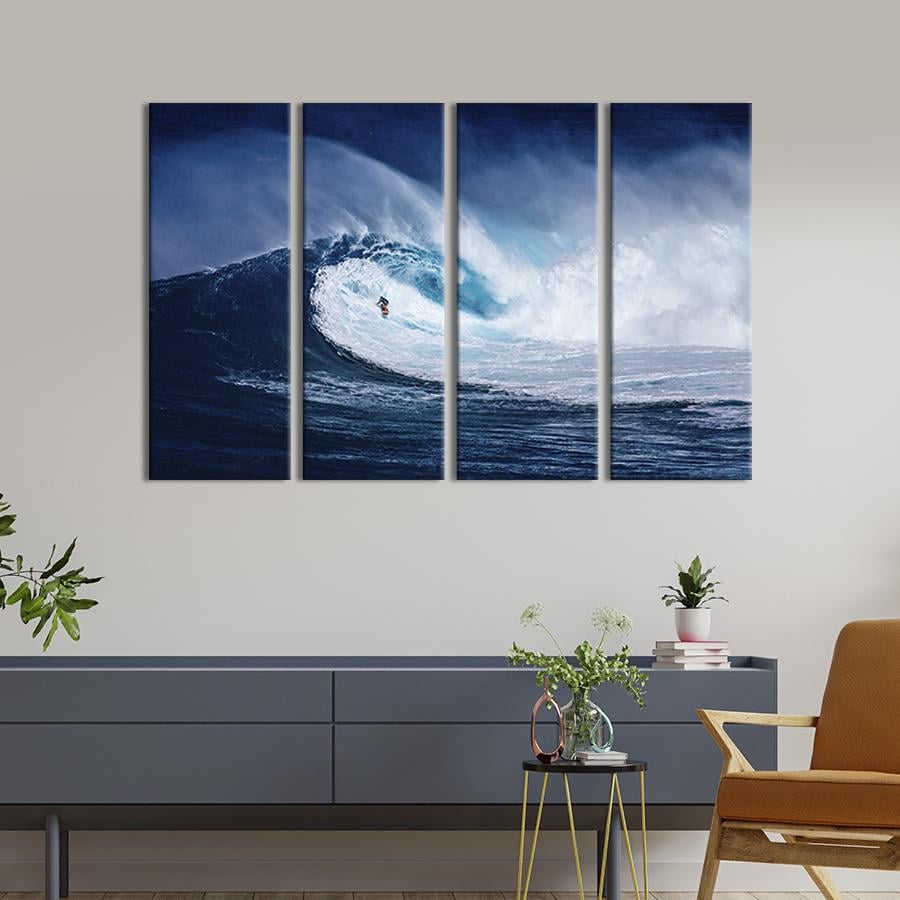 Картина модульная из 4 частей Серфингист и большая синяя волна M 89x53 см (450-41)