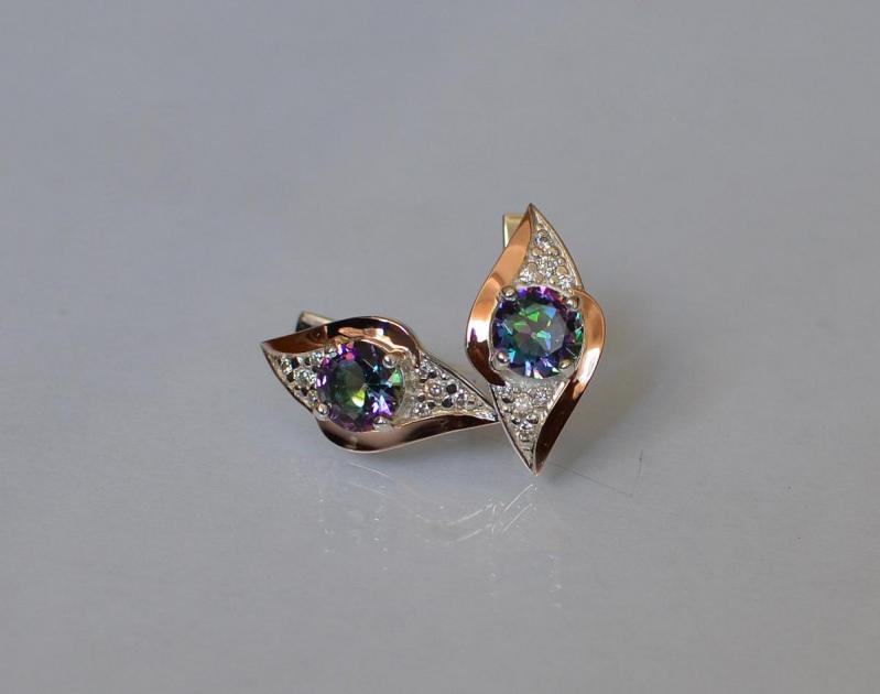 Серебряные серьги Sil с золотыми вставками 145s-16 Мистик (Sil-1028)