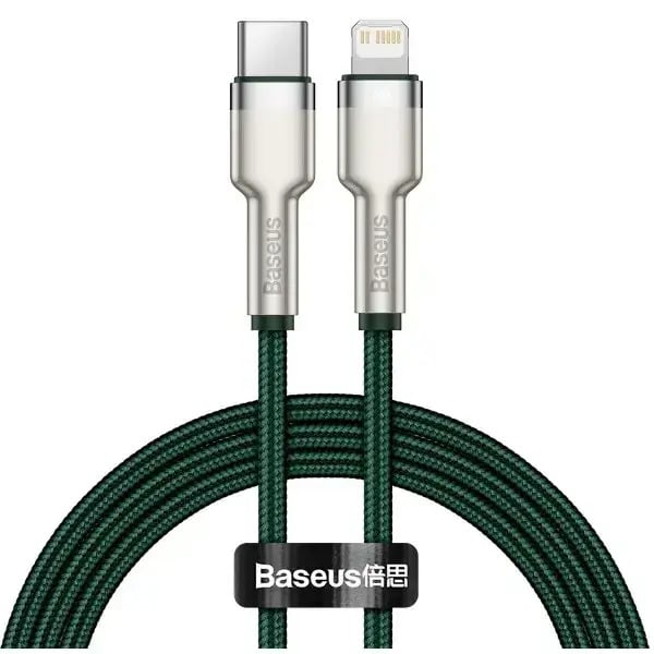 Кабель синхронізації Baseus Cafule Metal Type-C to Lightning PD 20 W 2.4А 1 м Green (CATLJK-A06)