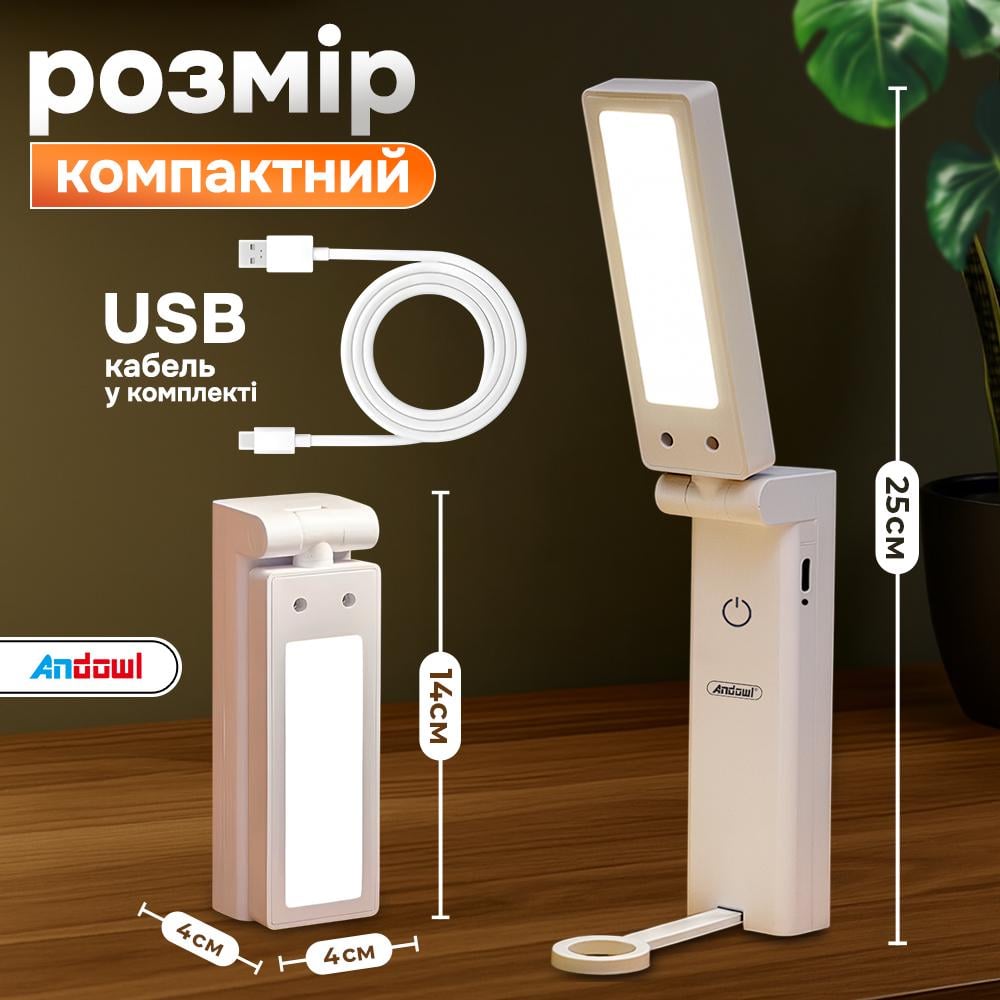 LED-лампа настільна Andowl Q-LED103X1 USB Type-C з акумулятором 1800 mAh 15W Білий (90ce2f12) - фото 8