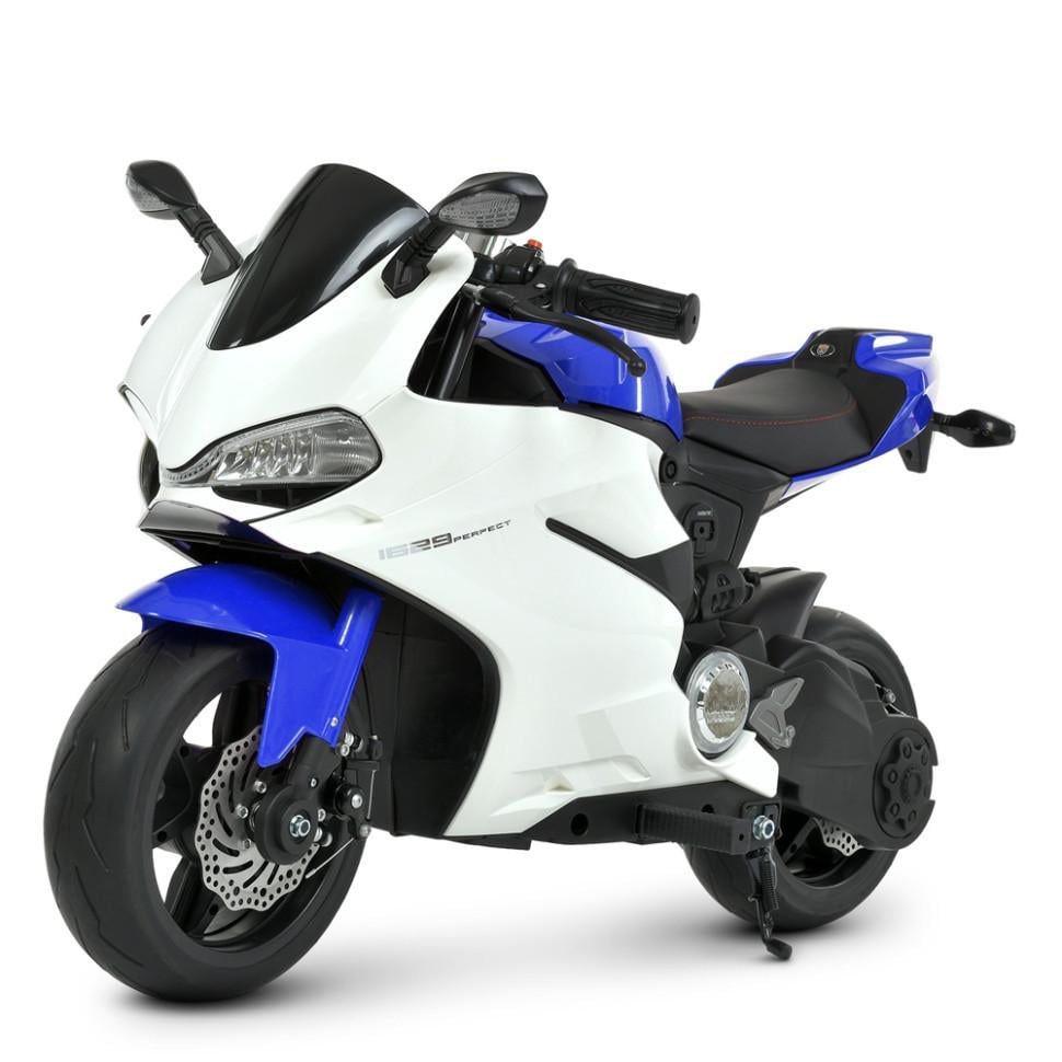Детский электрический мотоцикл Bambi Racer 12V одноместный до 50 кг Белый (DE-169-E-1035)