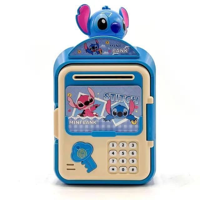 Сейф Стич с отпечатком пальцев для денег на батарейках Голубой DB-0023)