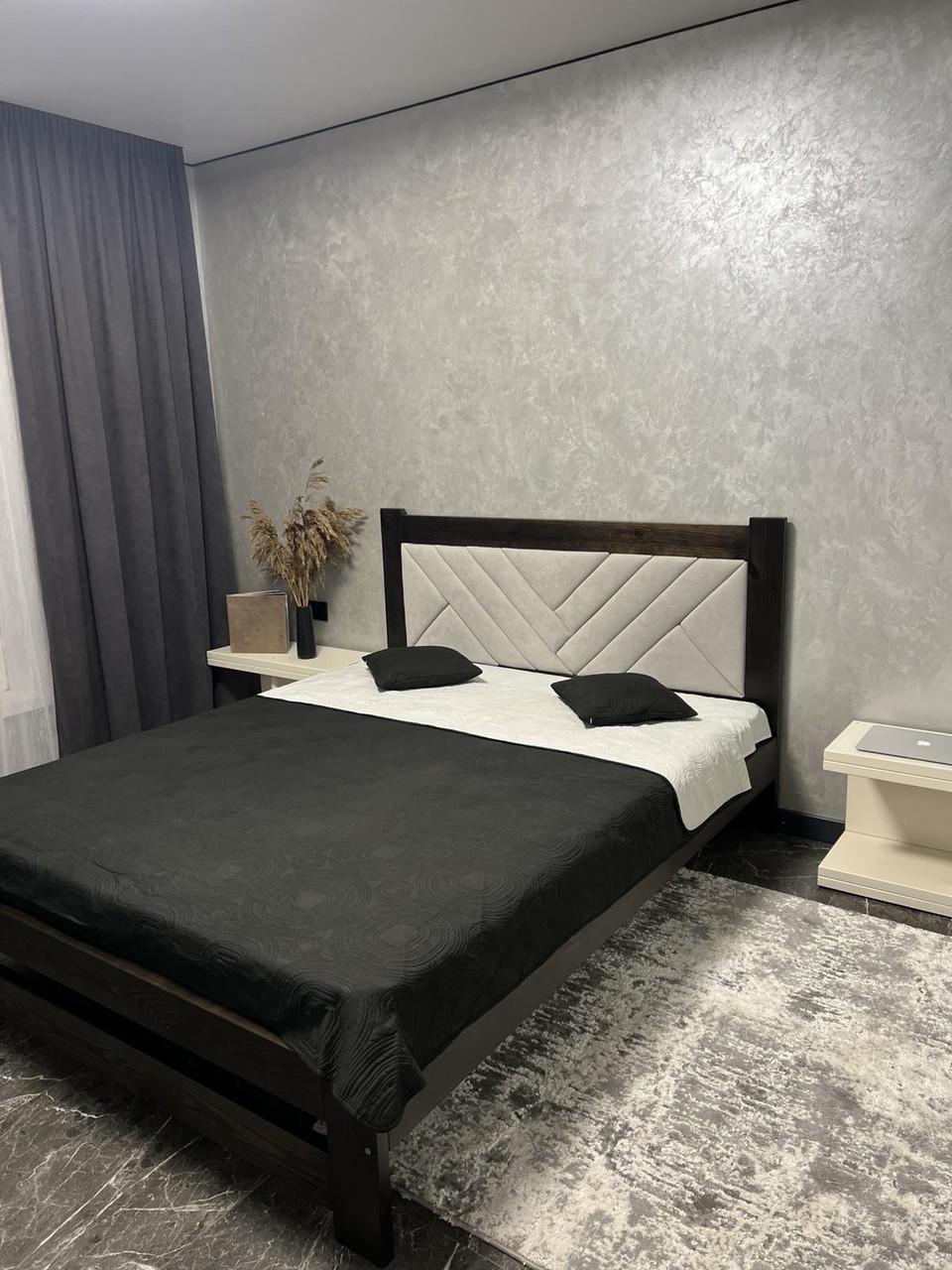 Кровать деревянная с мягким изголовьем 160x190 см Венге (2929003855) Кровать деревянная с мягким изголовьем 160x190 см Венге (2929003855)