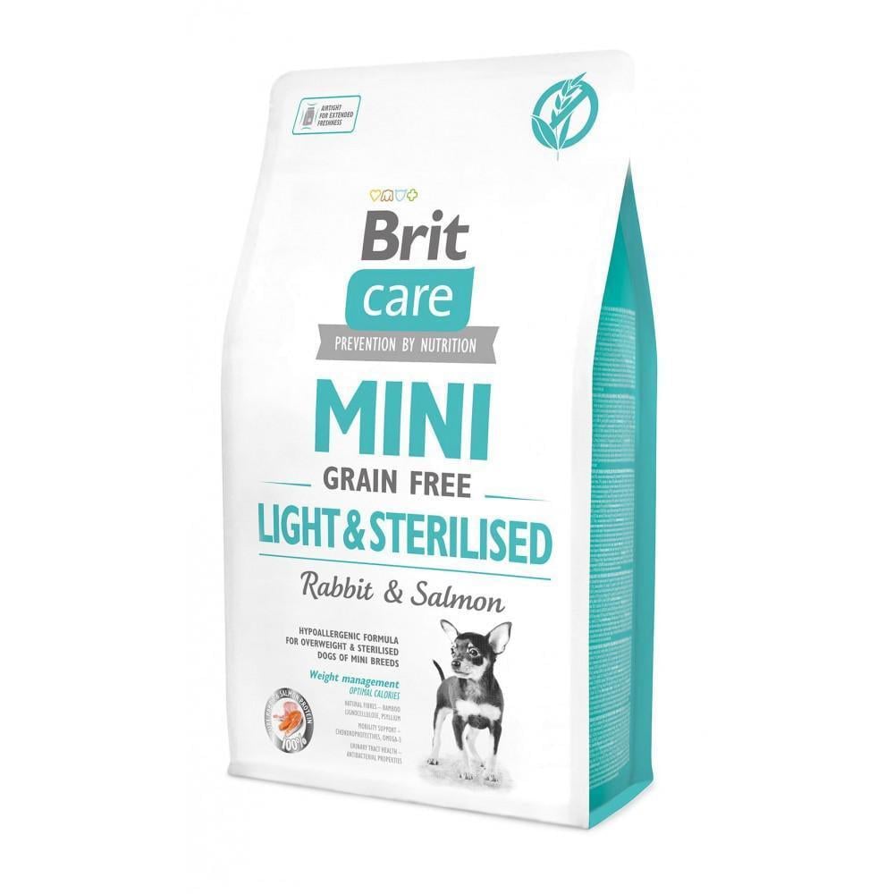 Корм сухой для собак Brit Care GF Mini Light&Sterilised мелких пород с лишним весом или стерилизованных Кролик и лосось 2 кг (арт.170785/521067)