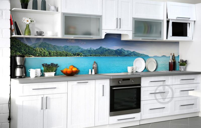 Скинали на кухню Zatarga «Райский уголок» 600х2500 мм виниловая 3Д наклейка кухонный фартук самоклеящаяся