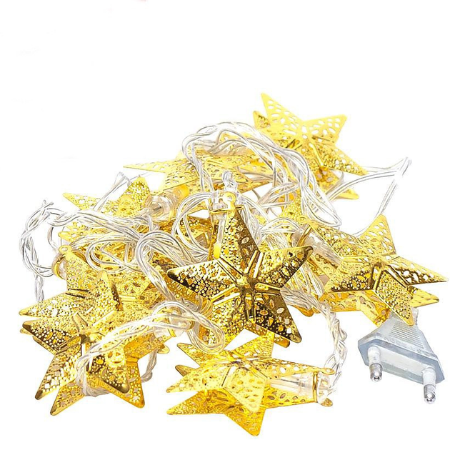 Гірлянда Зірки 3D LED металеві 10 шт. 220V 2 м Різнокольоровий (29551189)