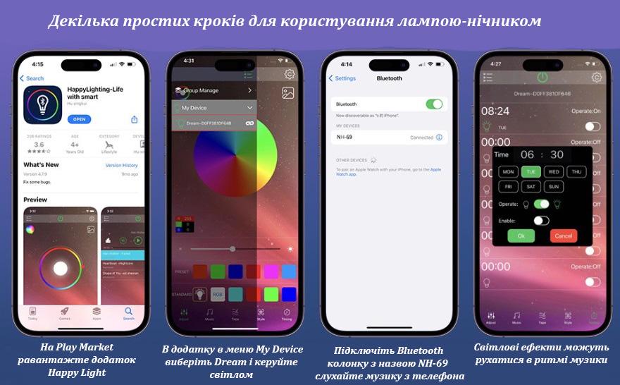 Ночник HappyLight WS-1816 G-Smart Light Sound Machine RGB 10W 15W (12832148) - фото 12 Ночник HappyLight WS-1816 G-Smart Light Sound Machine RGB 10W 15W (12832148) - фото 12