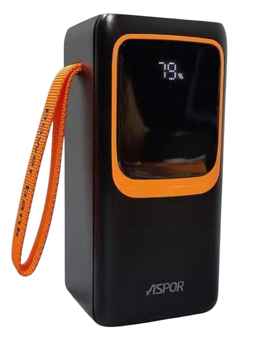 Павербанк 50000 mAh ASPOR A-350 с дисплеем быстрая зарядка 4USB/Type-C/Lightning/22.5W Черный