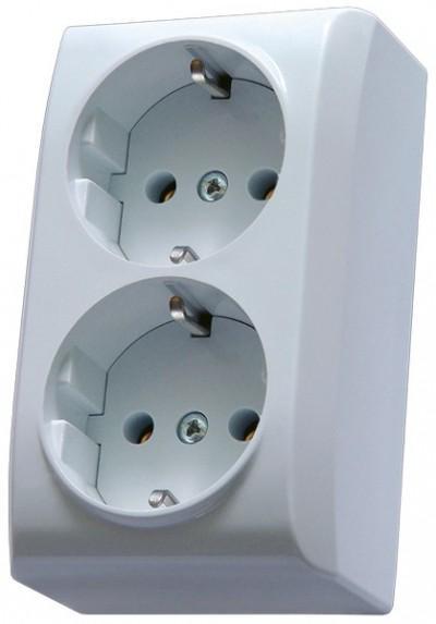 Розетка двойная Ospel BIS с заземлением наружная Белый (29176571)