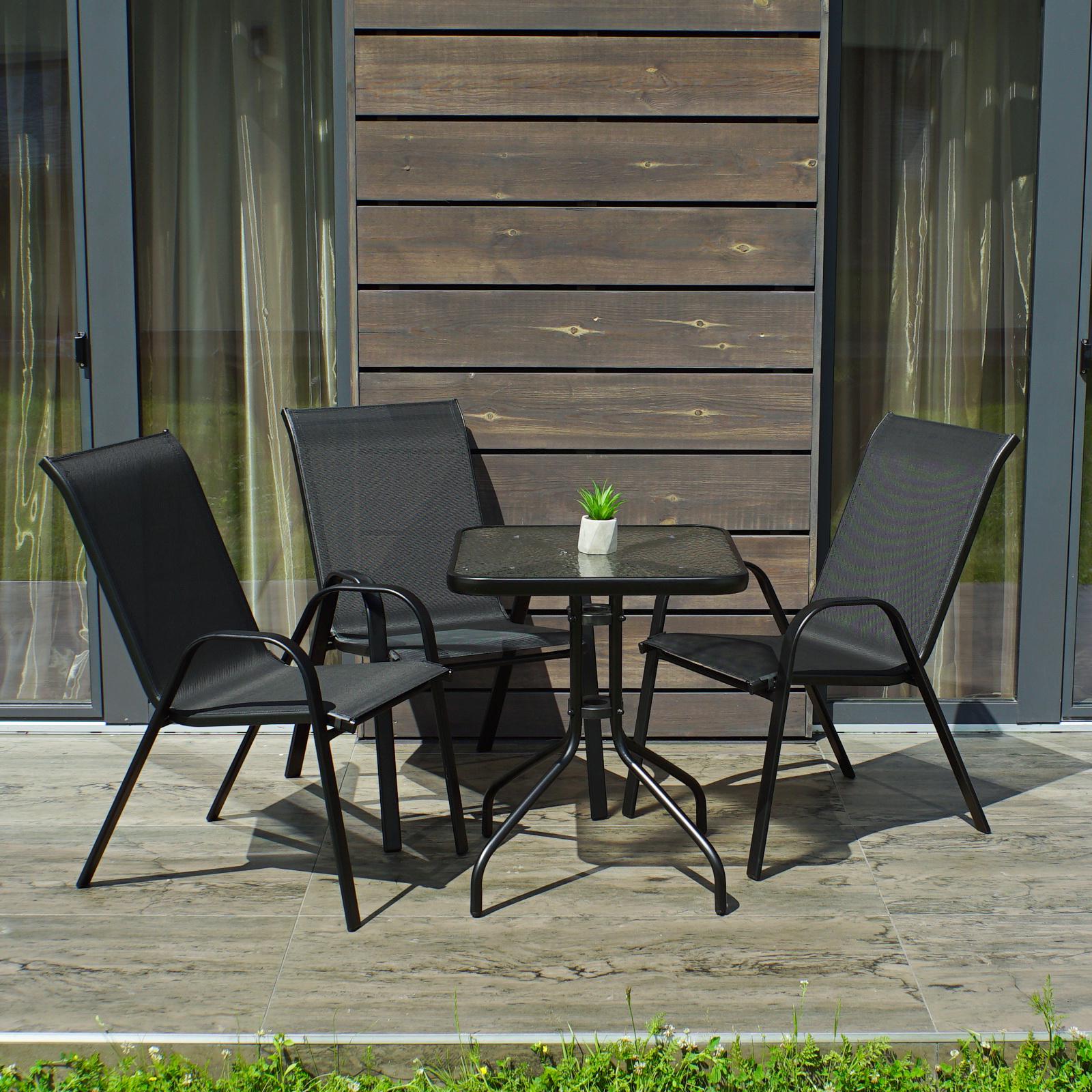 Комплект садовой мебели 4Points Grado-3 с квадратным столом и тремя стульями Черный