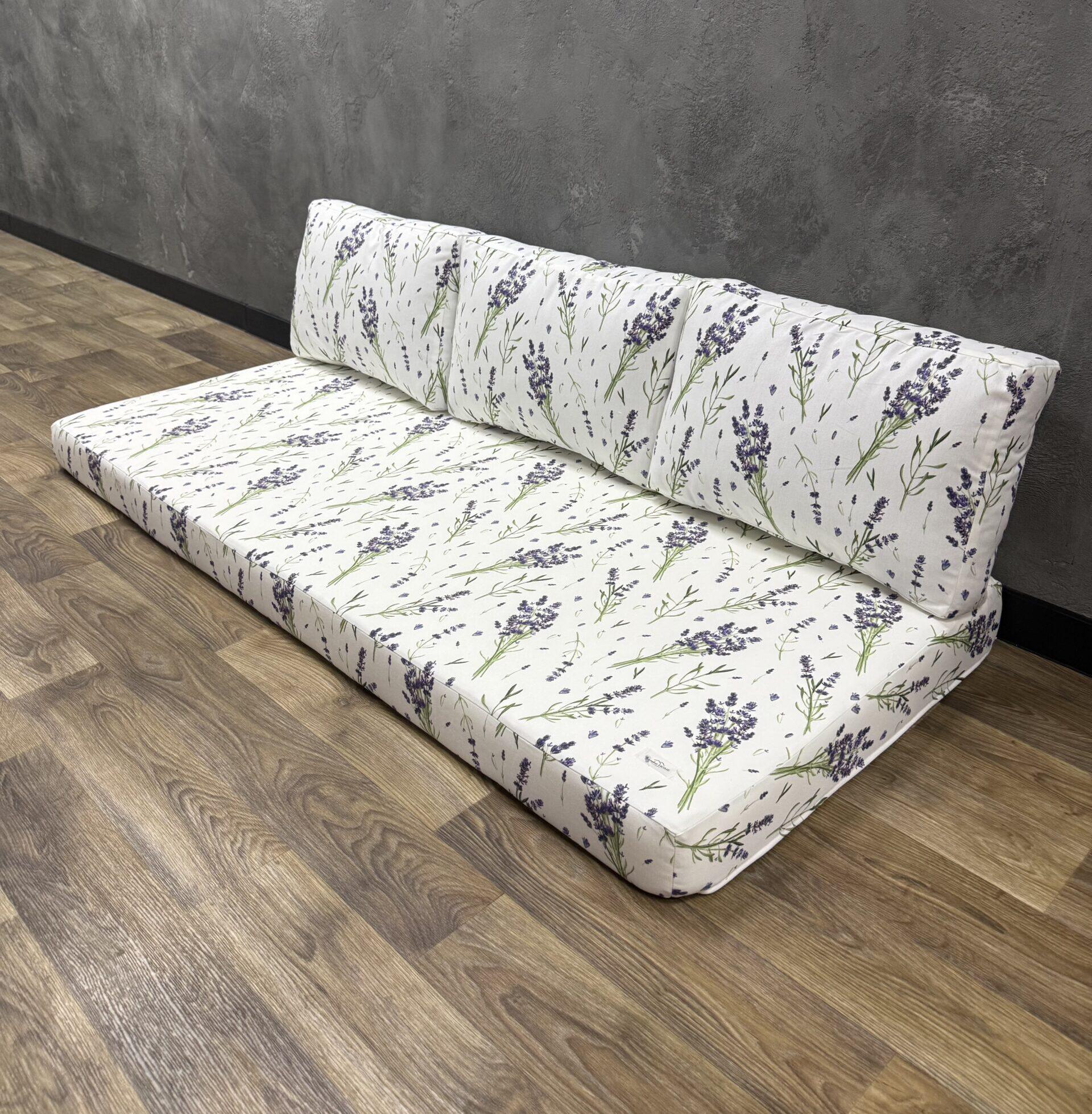 Комплект матрас с подушками Comfort Home Bouquet lavender на поддоны/качели/каркасы/садовая мебель панама 120х60х40х10 см
