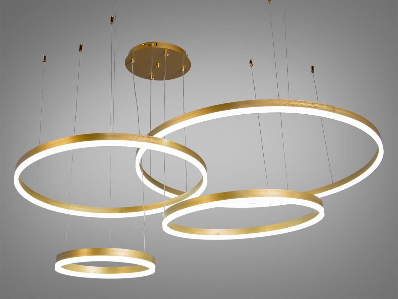 Люстра світлодіодна LED для вітальні 1029-800+600+500+300BR з пультом 157 Вт Золотий (2816779394)