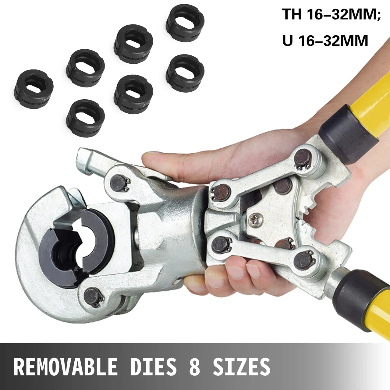 Инструмент для труб обжимной Vevor с 8 насадками 6 тонн поворотная головка 360° Ø 16-32 мм - фото 5 Инструмент для труб обжимной Vevor с 8 насадками 6 тонн поворотная головка 360° Ø 16-32 мм - фото 5