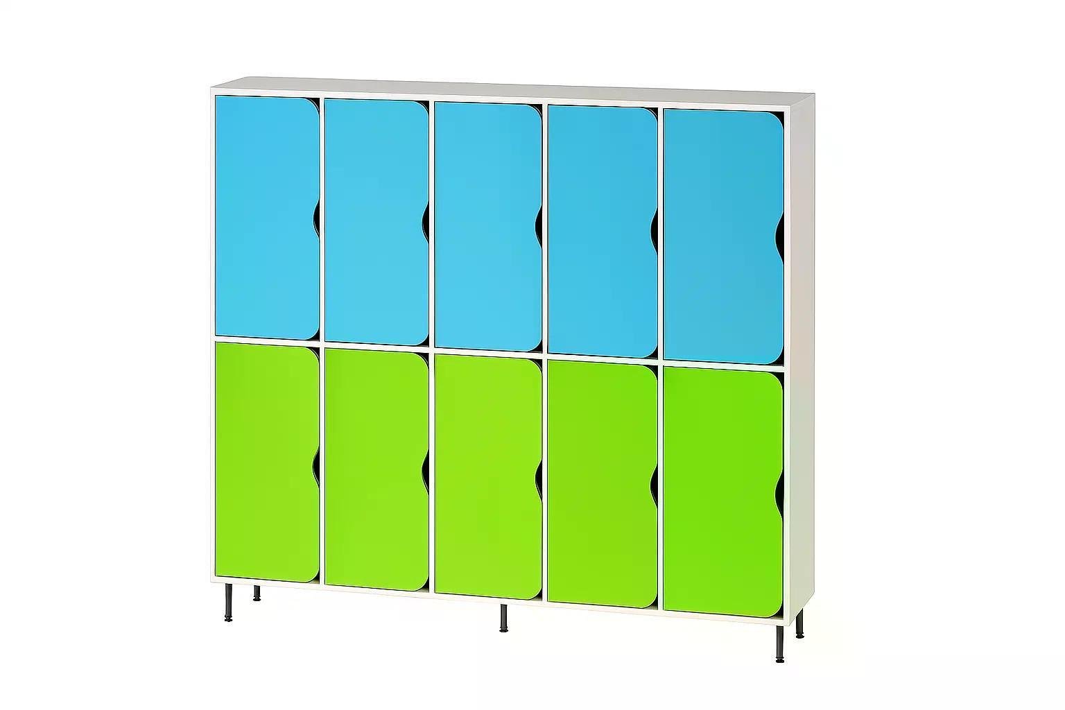 Шкаф 10-секций DS-56 на металлических регулируемых опорах Синий/Лайм