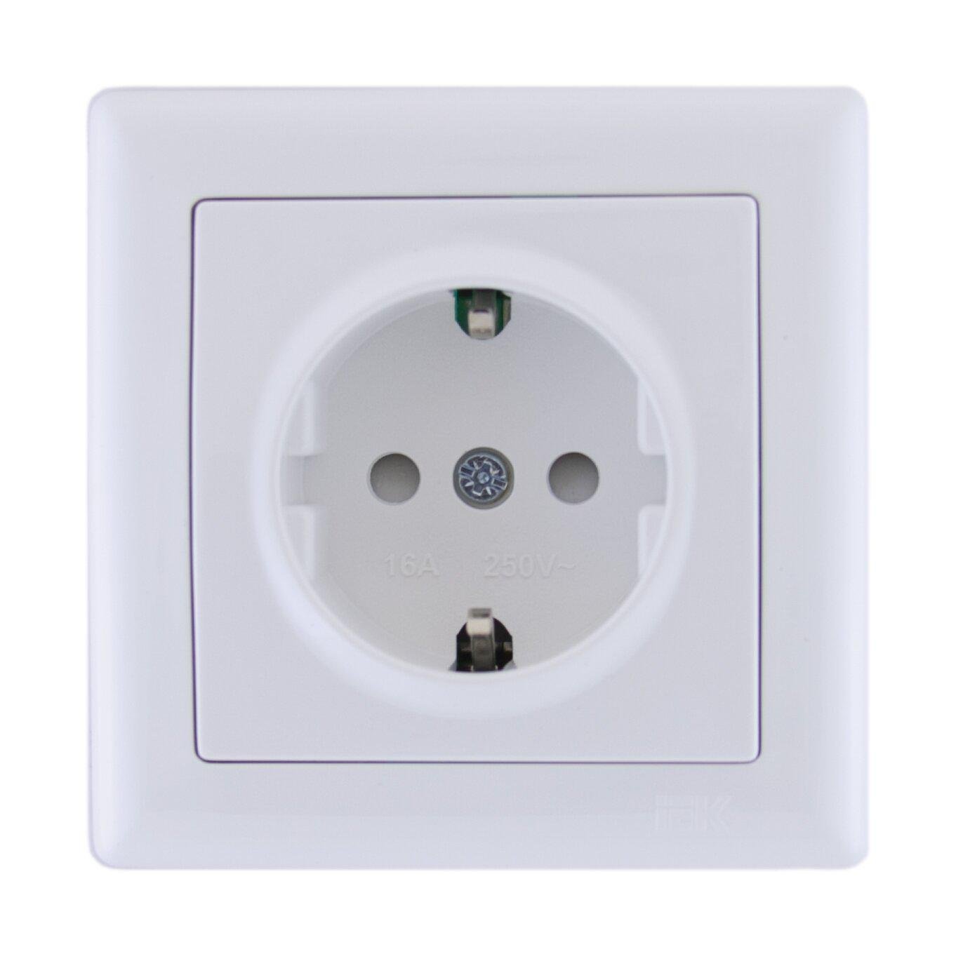 Розетка УЭК BOLERO РС01-03-0-ББ с заземлением Белый (ERB14-K01-16)