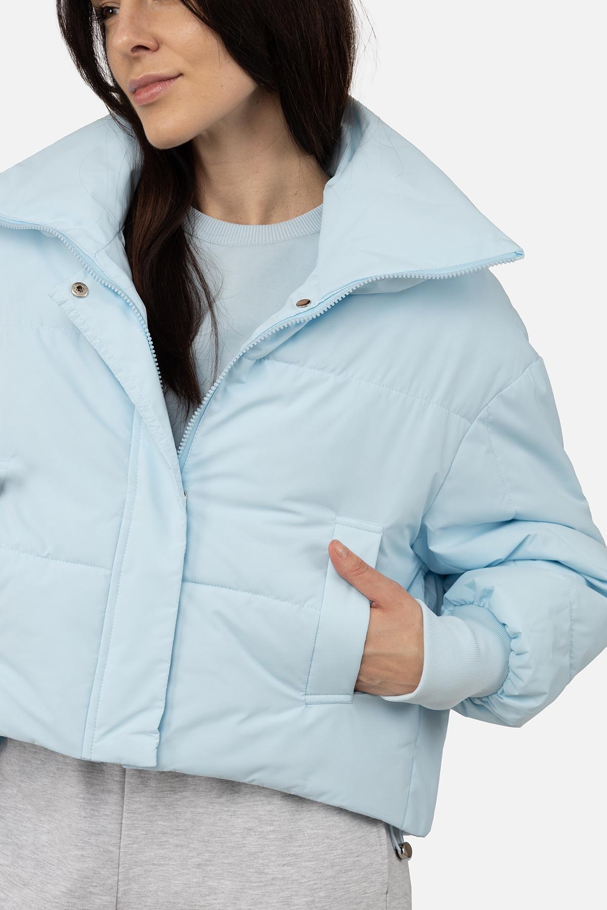 Куртка короткая женская р. 54 Голубой (SKT001034549) - фото 3 Куртка короткая женская р. 54 Голубой (SKT001034549) - фото 3