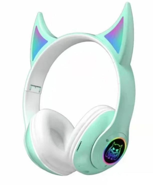 Наушники беспроводные STN-25 с ушками и подсветкой Мятный (2104618664)