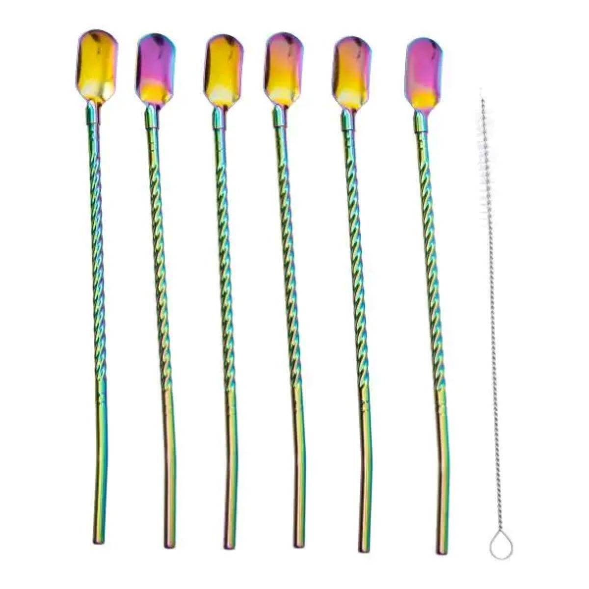 Набор многоразовых ложек-трубочек для напитков 22 см 6 шт. (6611) Набор многоразовых ложек-трубочек для напитков 22 см 6 шт. (6611)