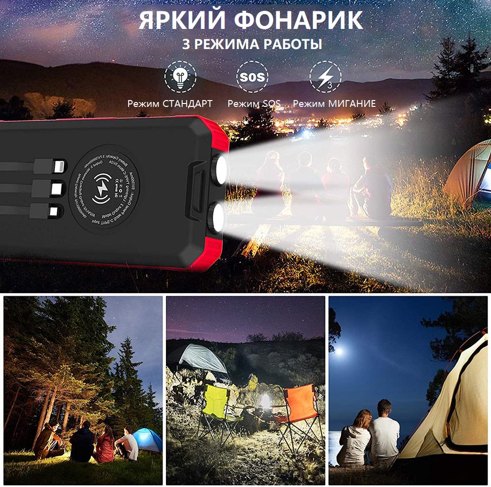 Повербанк с солнечной панелью VHG DN49 Wireless Solar Power Charger 30000 mAh Red - фото 8