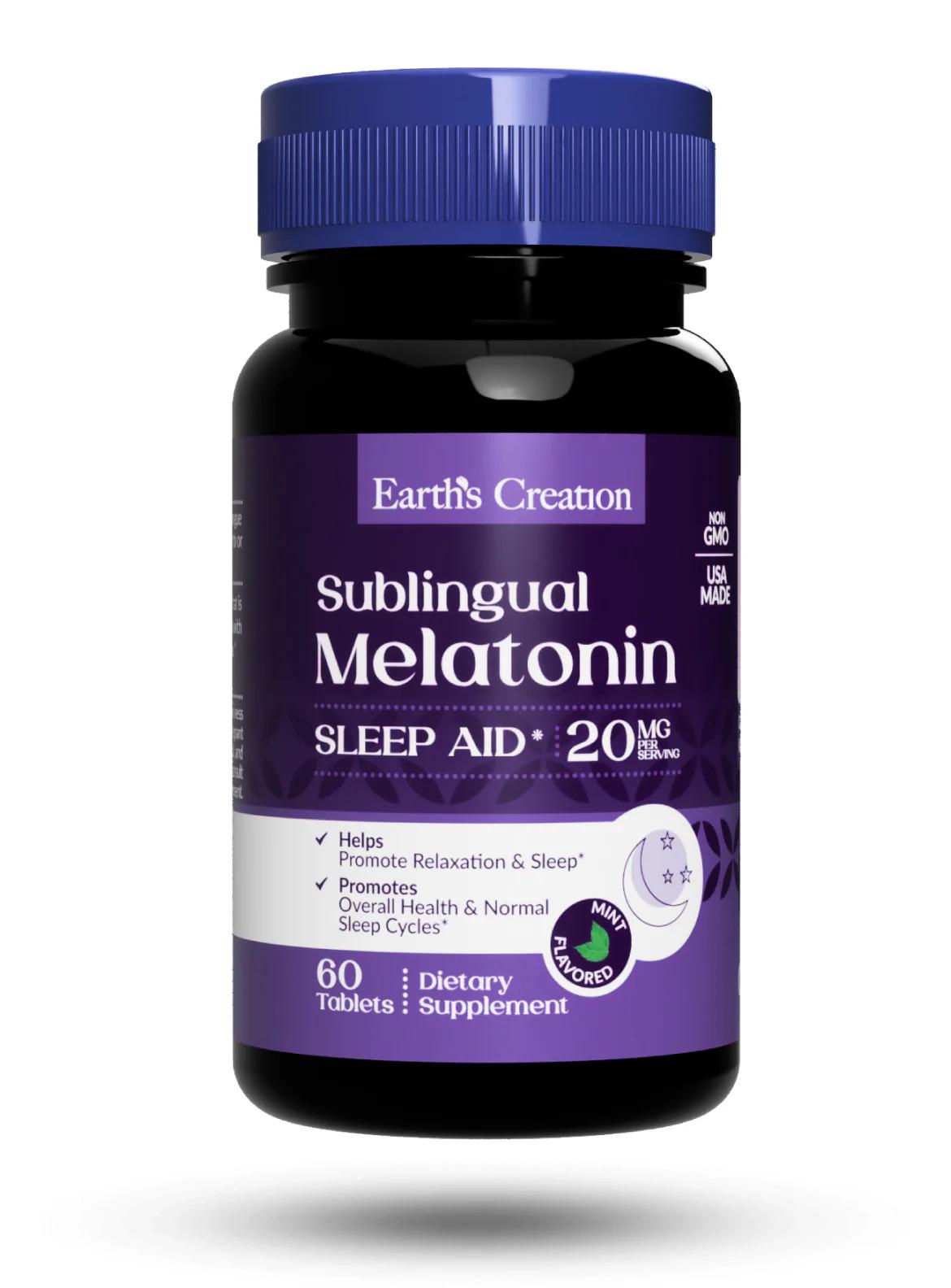Мелатонін Earth's Creation Melatonin Mint Flavor 20 mg 60 таблеток