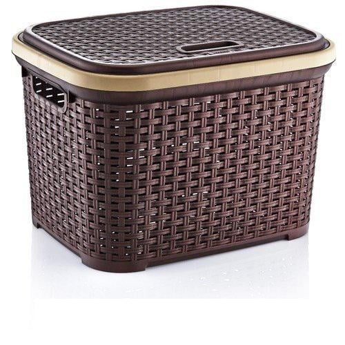 Корзина для ванной комнаты Rattan с крышкой 35 л Темно-коричневый (10-12-20149)