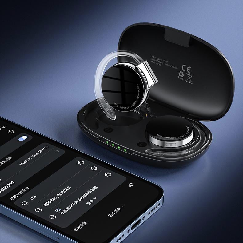 Навушники F2 бездротові водонепроникні із зарядним кейсом Чорний - фото 6 Навушники F2 бездротові водонепроникні із зарядним кейсом Чорний - фото 6