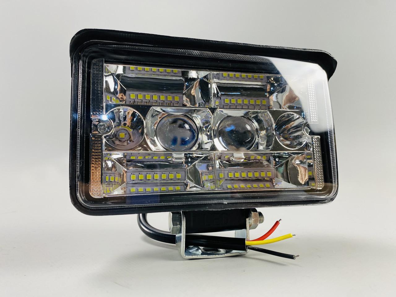 Фара LED прямоугольная 9-80V дальний/ближний 2 линзы 32 LED chip type 3030/3570 150х90х54 мм