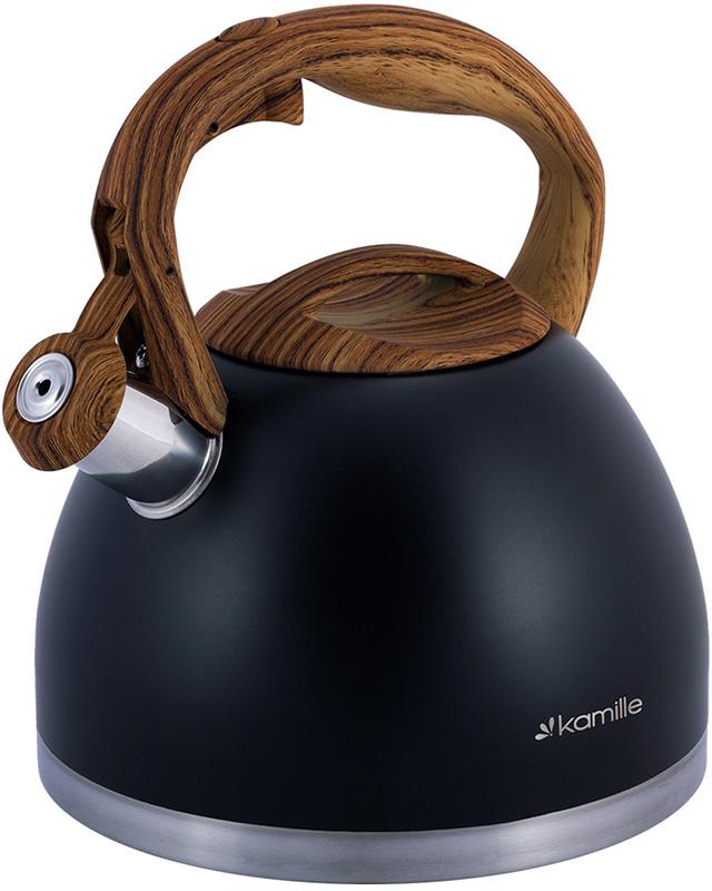 Чайник Kamille Whistling Kettle Black из нержавеющей стали со свистком 2,7 л (KM-1087)