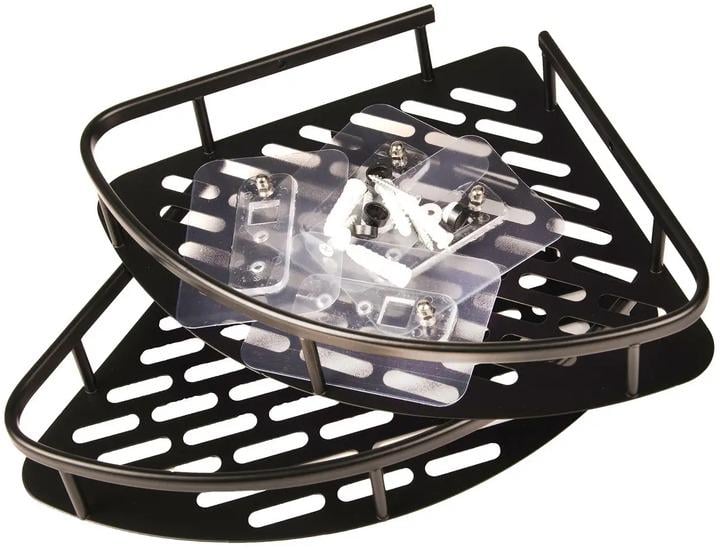 Полка угловая для ванной комнаты 2 секции Черный (1010769-Black)