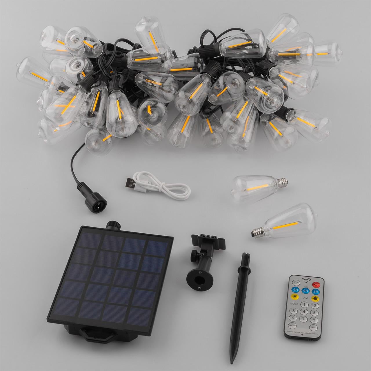 Гирлянда садовая солнечная 40 LED-фонариков и 2 шт. в подарок 2700 K IP44 с пультом/солнечной и USB-зарядкой 14,5 м Теплый свет (33977519) Гирлянда садовая солнечная 40 LED-фонариков и 2 шт. в подарок 2700 K IP44 с пультом/солнечной и USB-зарядкой 14,5 м Теплый свет (33977519)