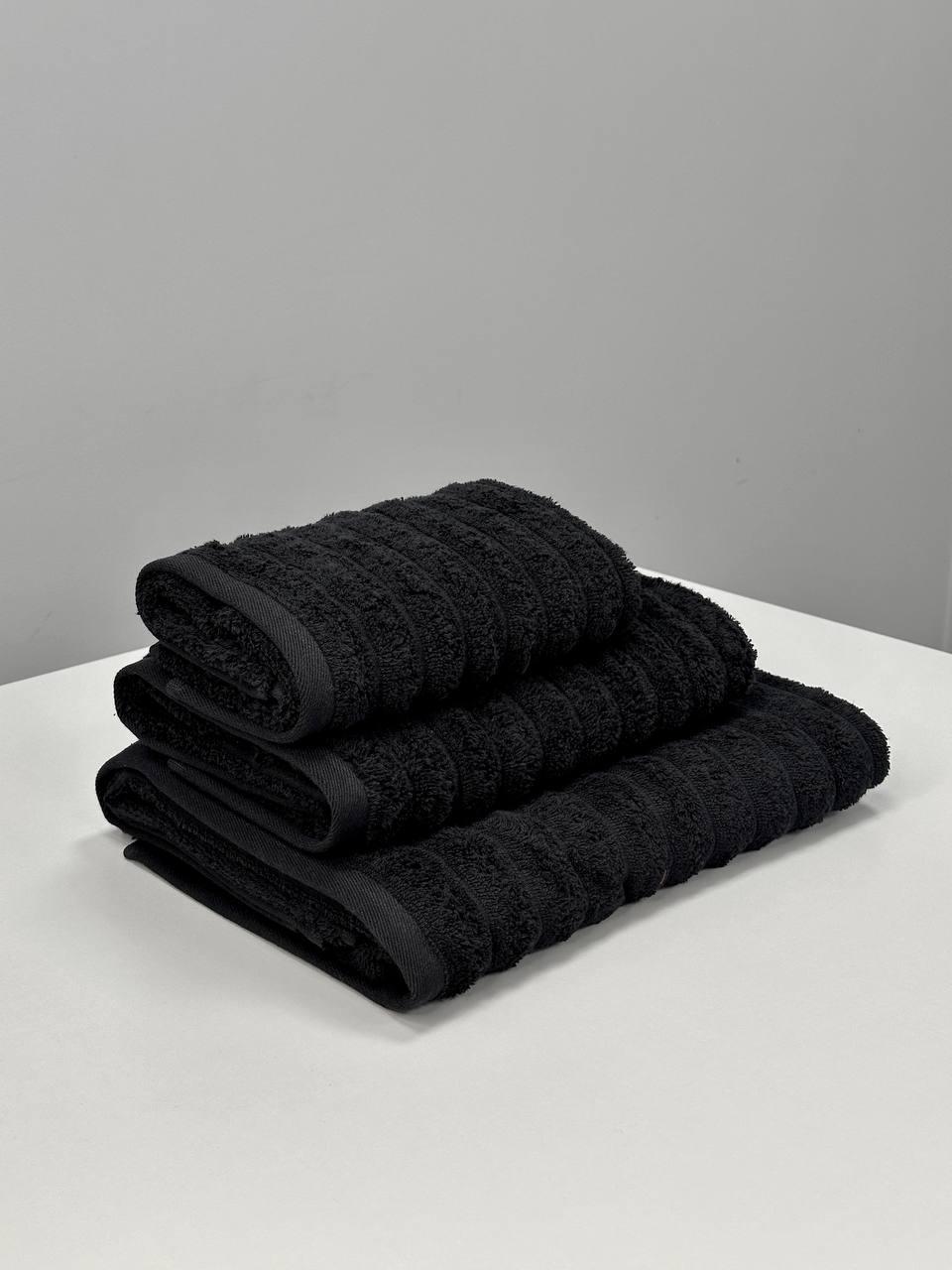 Комплект полотенец Волны 40х60/50х80/70х130 см Черный (15201063)
