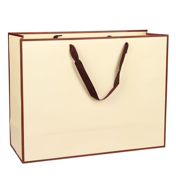 Подарочный пакет Yellow and brown ламинированный картон 46х15х35 см