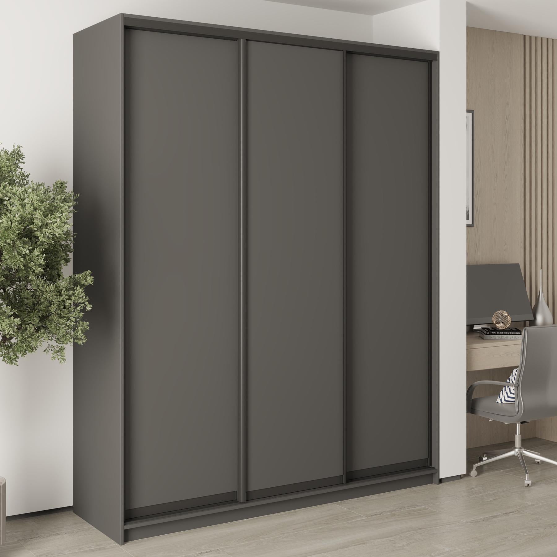 Шкаф-купе трехдверный MebelStar Комбо BG 3 ДСП 190x45x240 см Антрацит (MBS-9429) Шкаф-купе трехдверный MebelStar Комбо BG 3 ДСП 190x45x240 см Антрацит (MBS-9429)