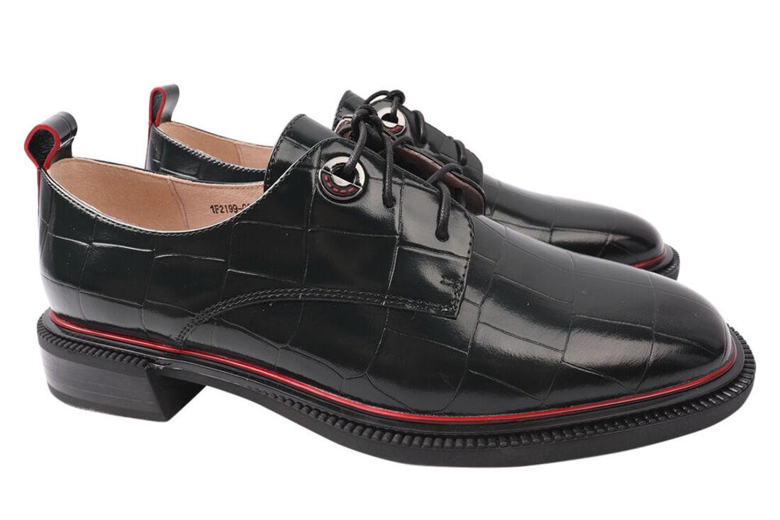 Туфли женские Molka из кожи на низком ходу на шнуровке р. 37 Черный (130-21DTC)