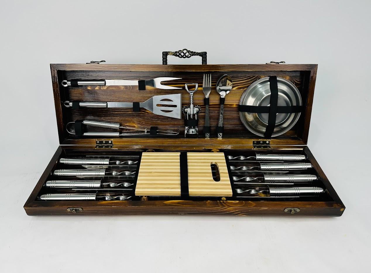 Набор шампуров и аксессуаров BBQ Lux 31 предмет Коричневый (149-10-KS-7807)