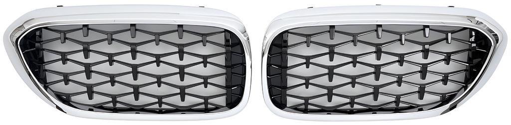 Ноздри Diamond 2017-2020 GBT для BMW 5 серия G30/31 2017-2023 гг. пластик Черный/Хром окантовка (146567)