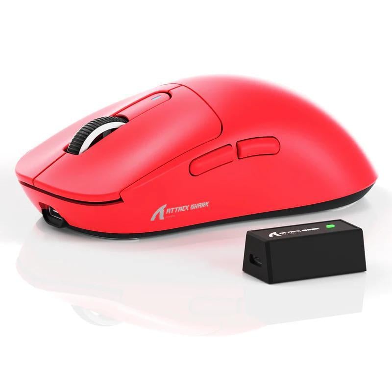 Мышка геймерская аккумуляторная attack shark X3PRO PixArt PAW3395 Bluetooth/2,4G 26000DPI 8K Red (X3P-3395R)