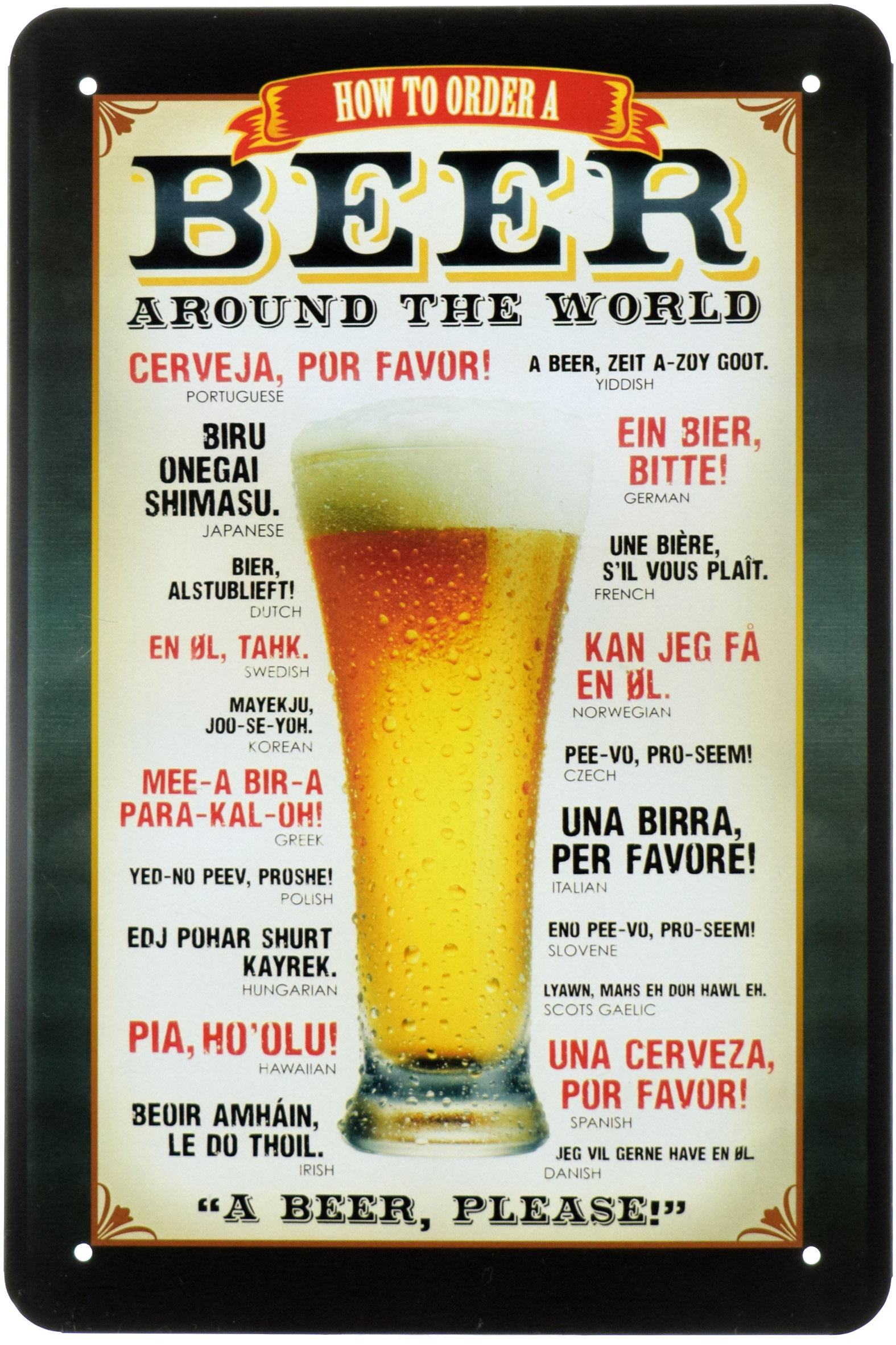 Табличка металлическая Язык Пива/The Language of Beer 20x30 см