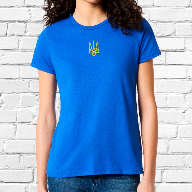 Футболка жіноча з вишивкою тризуба 2XL Синій (604334-18-2)