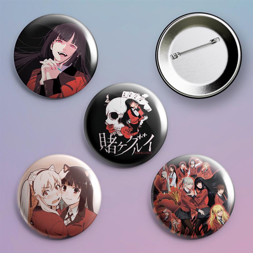 Значки на рюкзак с принтом аниме Безумный азарт Kakegurui 4 шт.