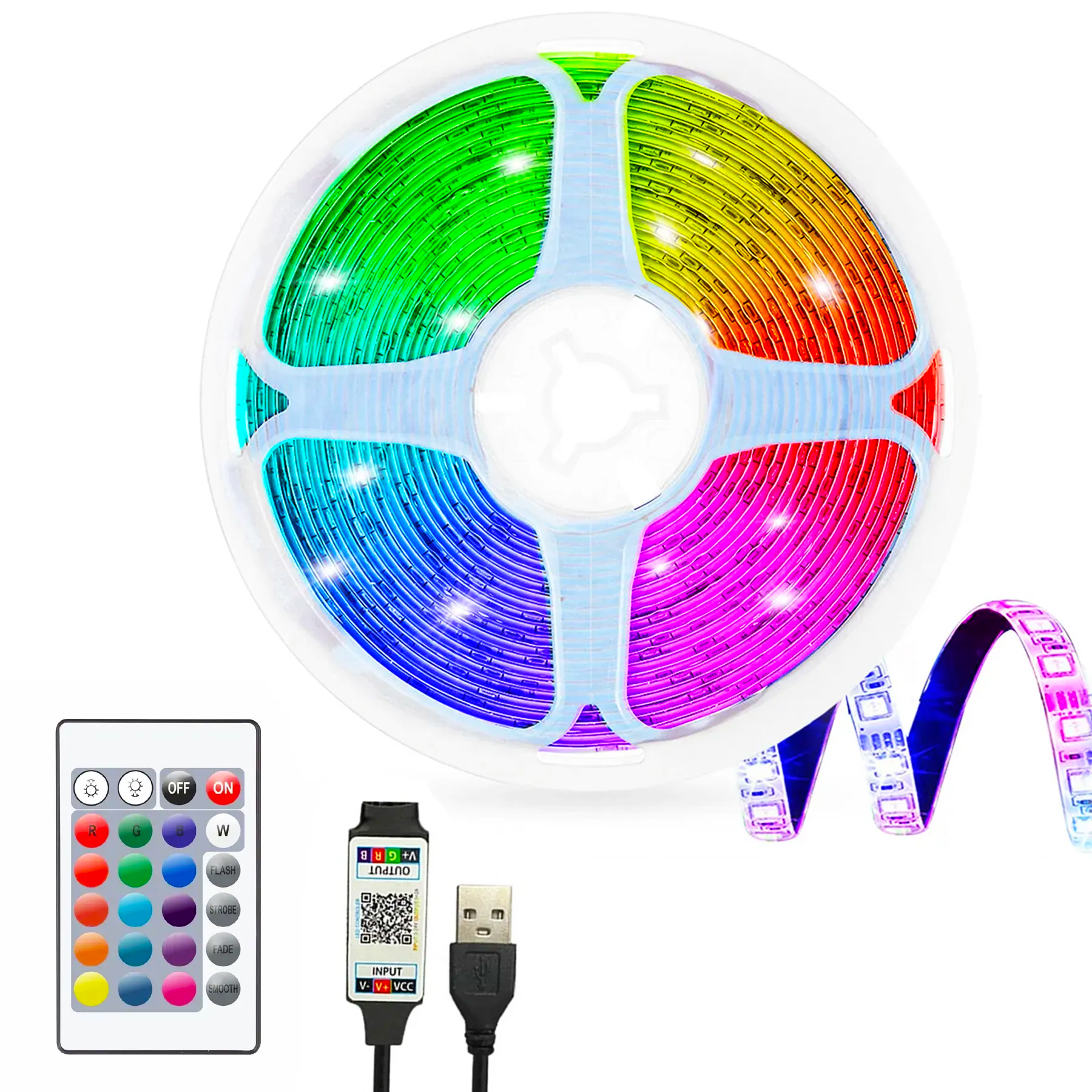 Светодиодная лента 5050 RGB 5 м с пультом дистанционного управления от USB (234568458)
