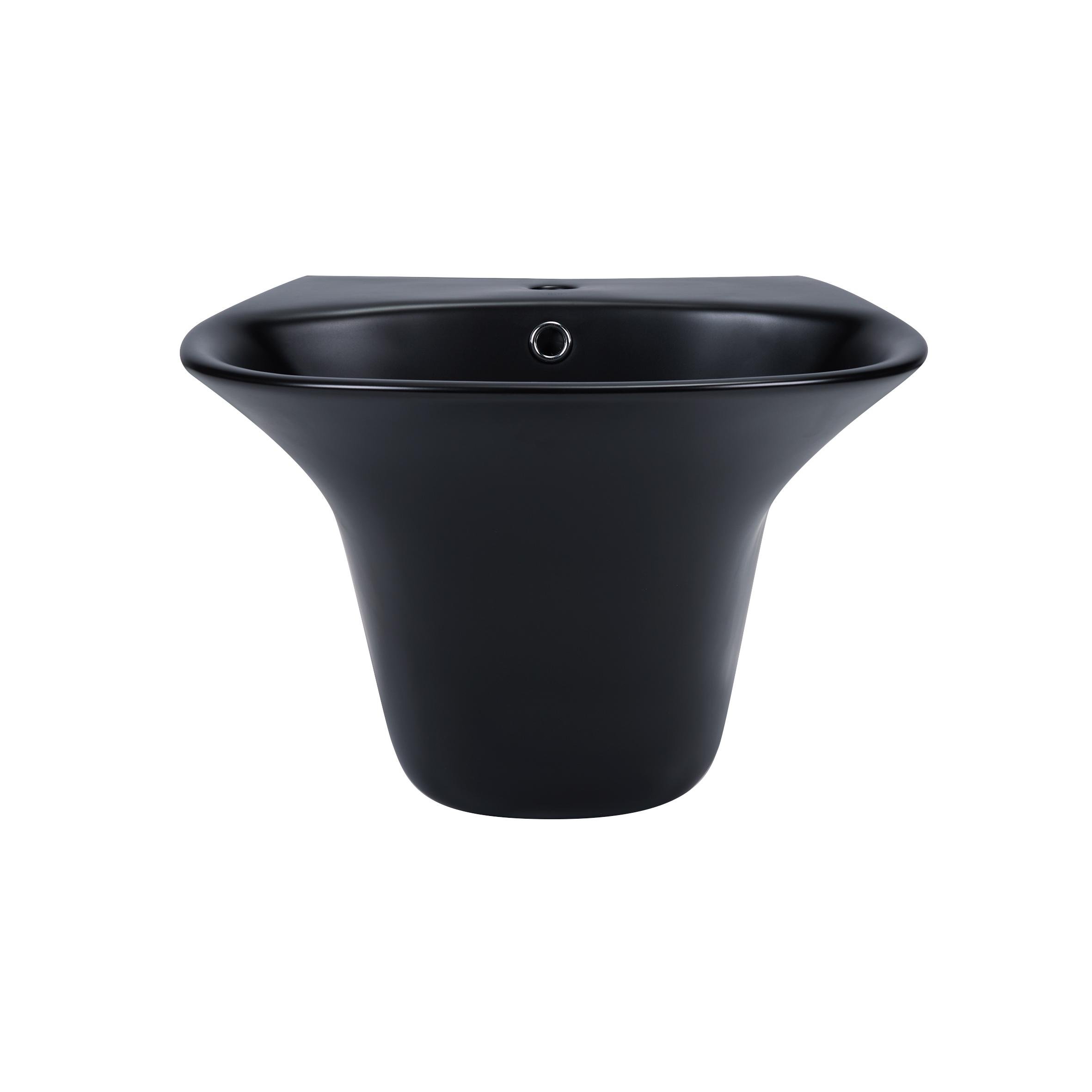 Раковина підвісна моноблок Qtap Virgo 550х430х400 мм із донним клапаном Matt black (QT1811037GMB)