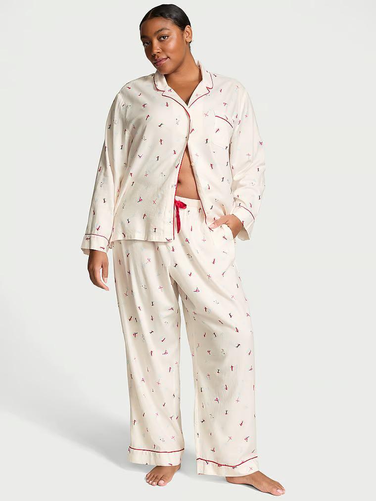 Піжама фланель сорочка/штани Victoria's Secret Long Pajama Set XS Білий (26926729) - фото 1