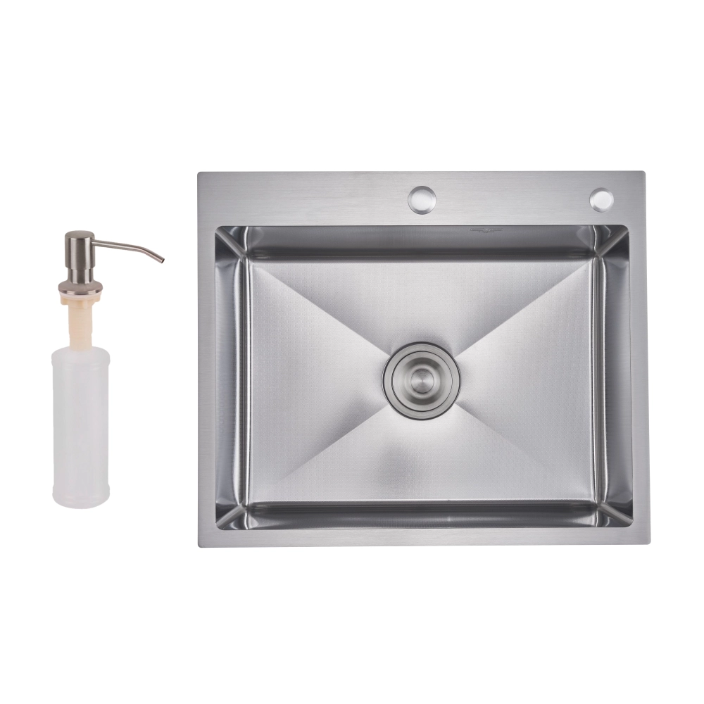 Мийка для кухні Lidz Handmade H6050H Decor Honeycomb 2,5/0,5 мм з дозатором для мила Сатин (SD00054494)