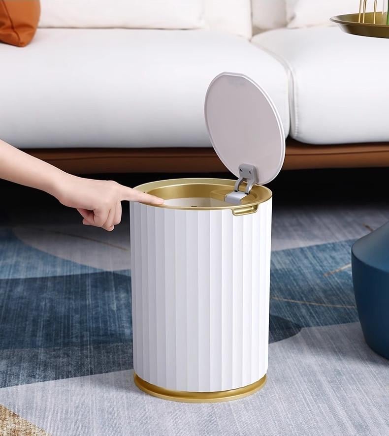 Відро для сміття сенсорне JAH Nordic кругле 9 л Біло-золотий - фото 3 Відро для сміття сенсорне JAH Nordic кругле 9 л Біло-золотий - фото 3